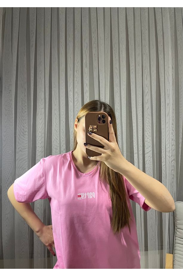 Pembe Rahat Kalıp Şort Üst Takım - 3