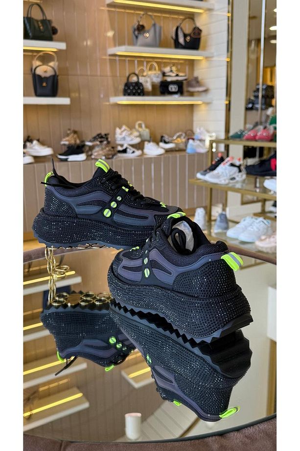 İthal Taşlı Model Kadın Yüksek Taban Spor Ayakkabı - 7