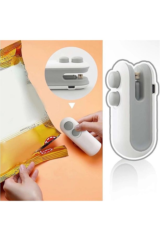 Mini Poşet Kapatıcı - 2'si 1 Arada Şarjlı Isı Ile Poşet Kapatma Ve Kesme Cihazı - 1