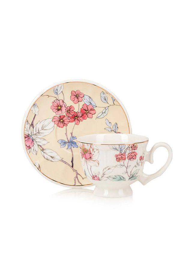 LCW HOME Karişik Çiçek Baskılı 2 Kişilik Porselen Kahve Fincan Takımı 90 Ml T T - 4