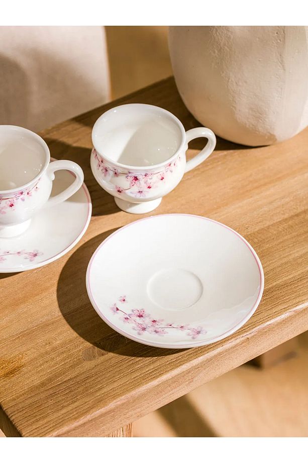 LCW HOME Pembe Çiçekli 2 Kişilik Porselen Kahve Fincan Takımı 90 Ml T T - 4