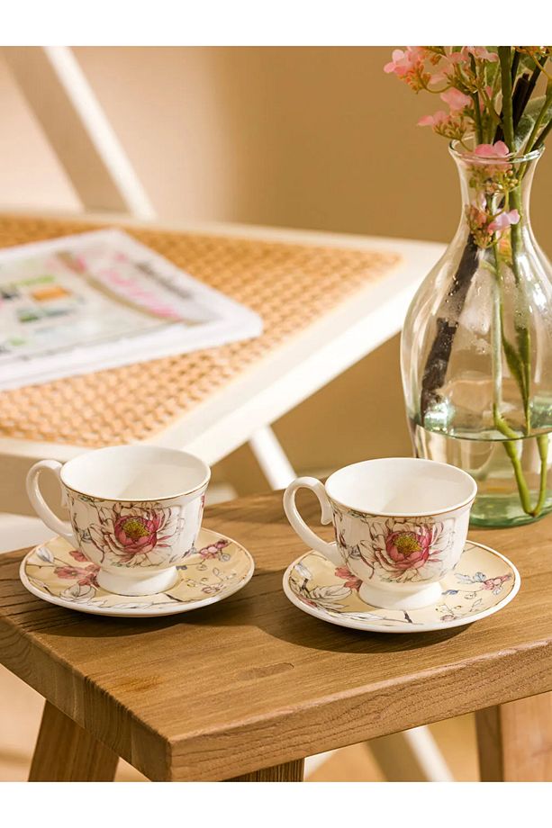 LCW HOME Karişik Çiçek Baskılı 2 Kişilik Porselen Kahve Fincan Takımı 90 Ml T T - 3