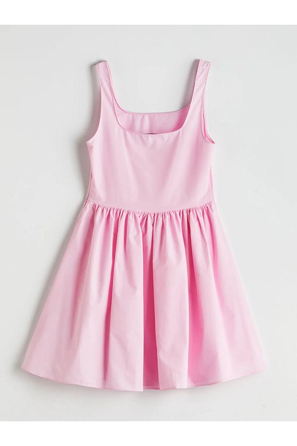 XSIDE Pembe Kare Yaka Poplin Mini Elbise - 2