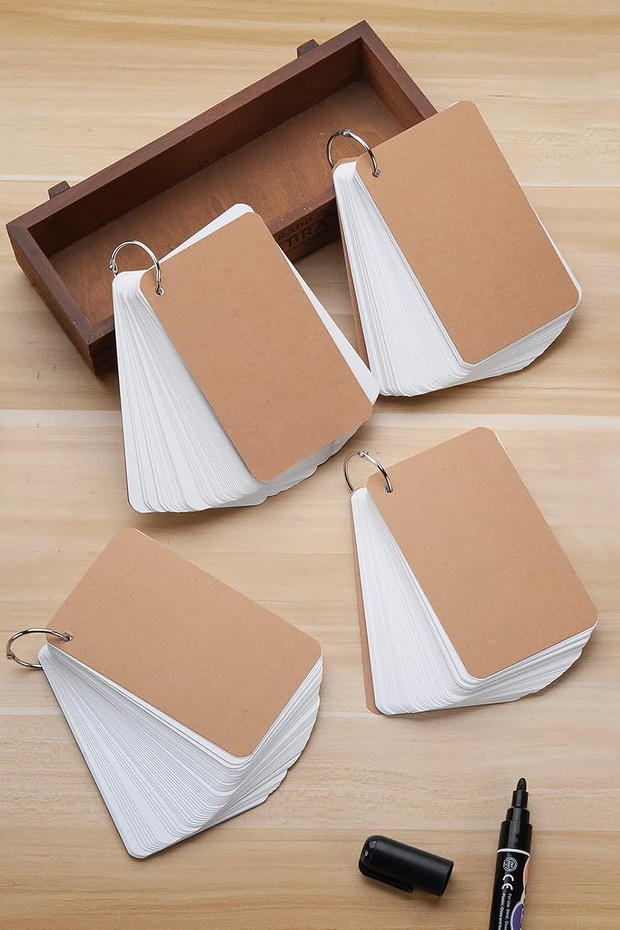 Note Cards, Metal Ring Flash Information Cards 1 Piece 50 Sheets Packed