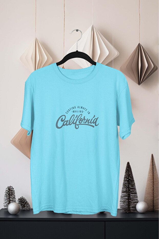 Men/Women California Transfer Printed Round Neck Short Sleeve Tee