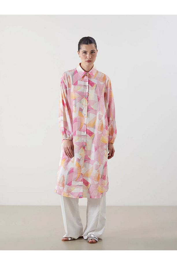 LCW Modest Pembe Desenli Kadın Gömlek Tunik - 2