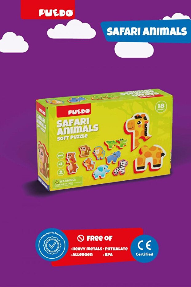 Eva Foam Puzzle, Safari Animals, Puedo Toys - 3