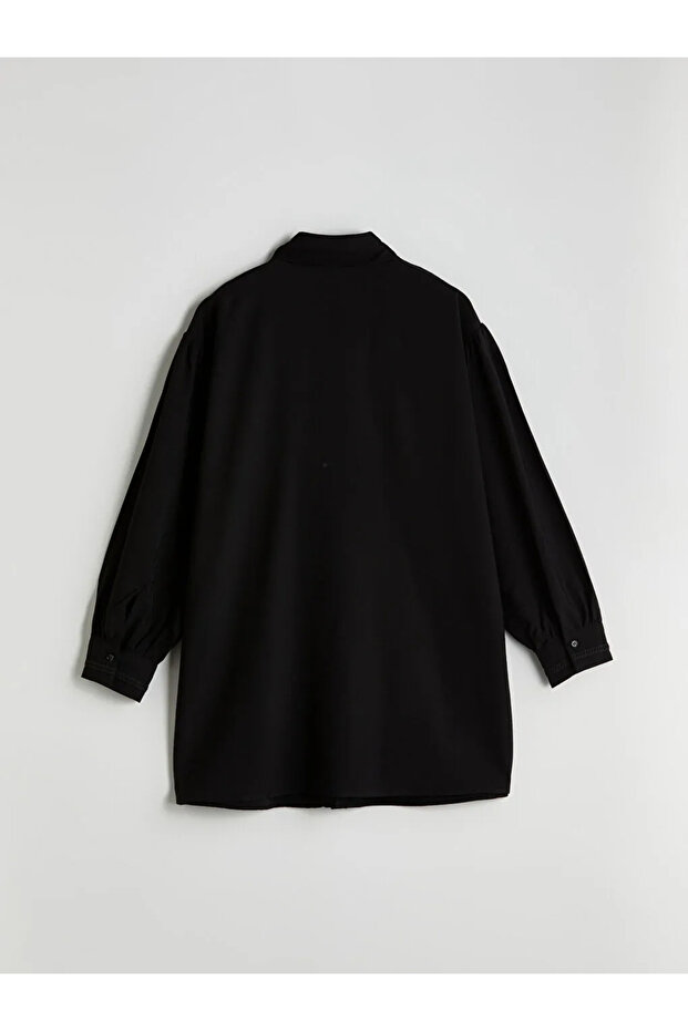 LCW Modest Siyah Oversize Kadın Gömlek Tunik - 2