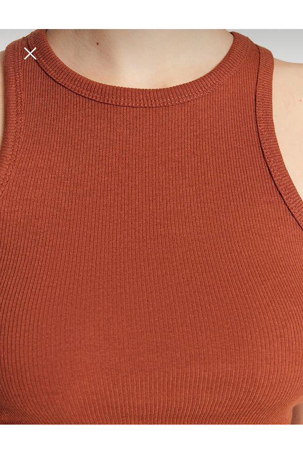 Kadın Kiremit Rengi Crop Top Basic Atlet | Yüksek Bel Uyumlu Üst | A STORY Minimal Şık Basic B - 3
