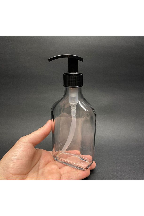 200 ML SIVI SABUN POMPALI YASSI CAM ŞİŞE - SABUN ŞİŞESİ - BANYO, MUTFAK İÇİN DEKORATİF SABUN ŞİŞESİ - 2
