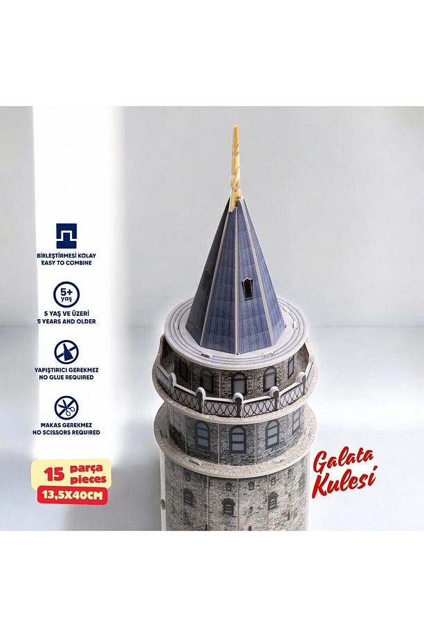 Galata Kulesi 3 Boyutlu Eğitici Puzzle 3d Kağıt Puzzle Yapboz 15 Parça - 2
