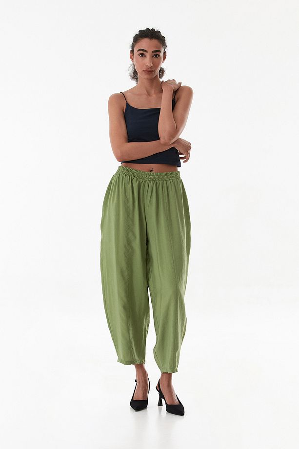 Beli Lastikli Çimalı Ayrobin Kumaş Şalvar Pantolon - 6