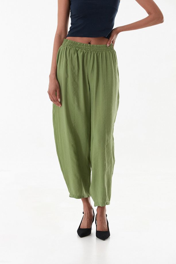 Beli Lastikli Çimalı Ayrobin Kumaş Şalvar Pantolon - 2