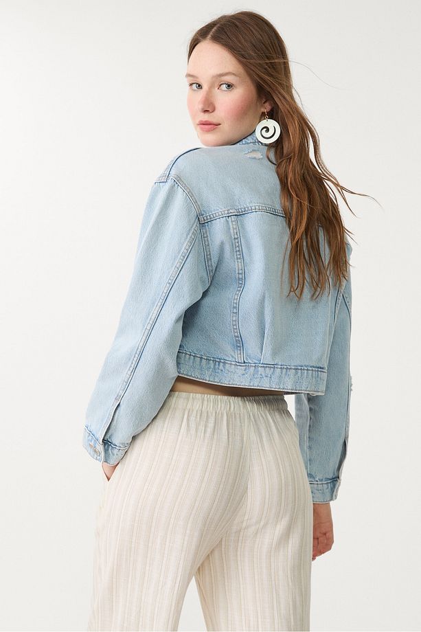 Boxy kesim denim ceket - 4