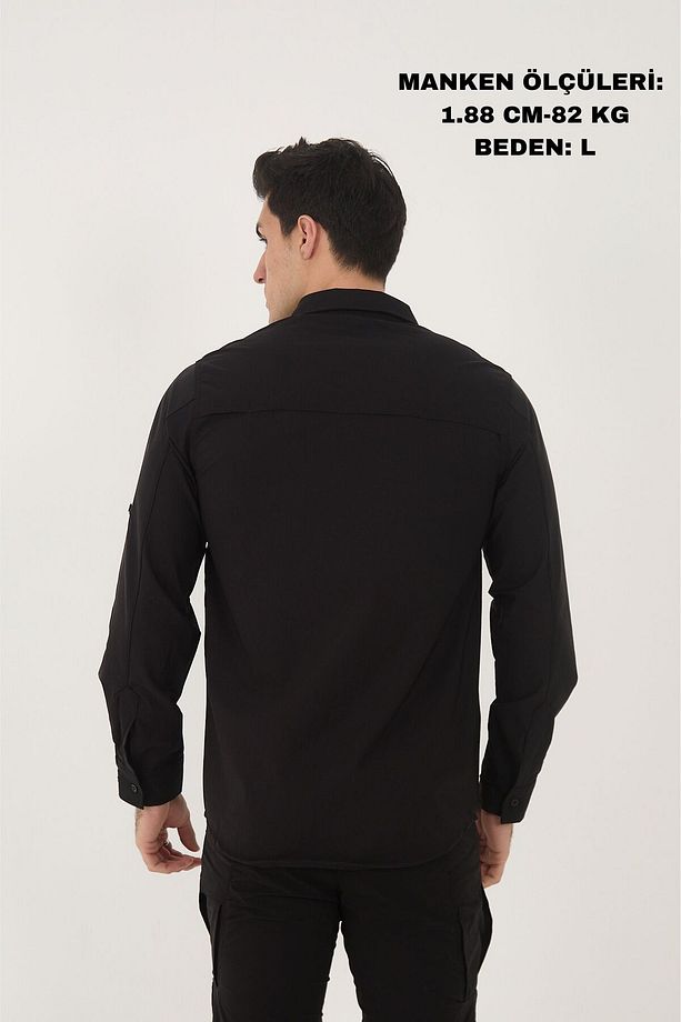 Camp365 Outdoor Tactical Rahat Ve Kullanışlı Su Iticili Erkek Siyah Taktik Gömlek - 4