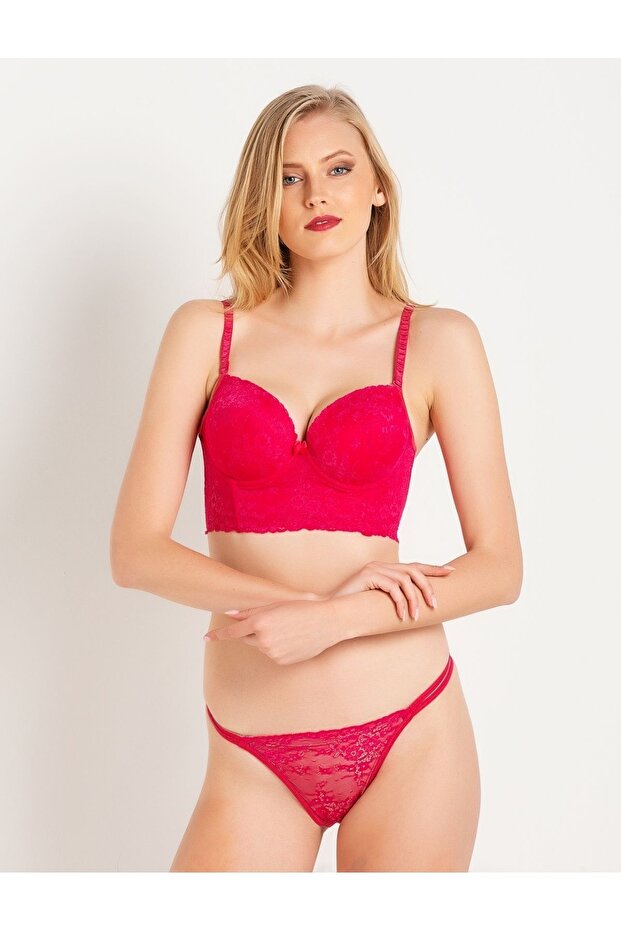 حمالة صدر نصف بوستير مع دعم من الدانتيل - 1