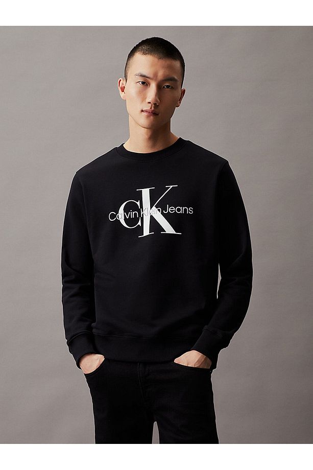 J30j320933-beh Core Monogram Regular Fit Düz Siyah Erkek Sweatshirt - 1