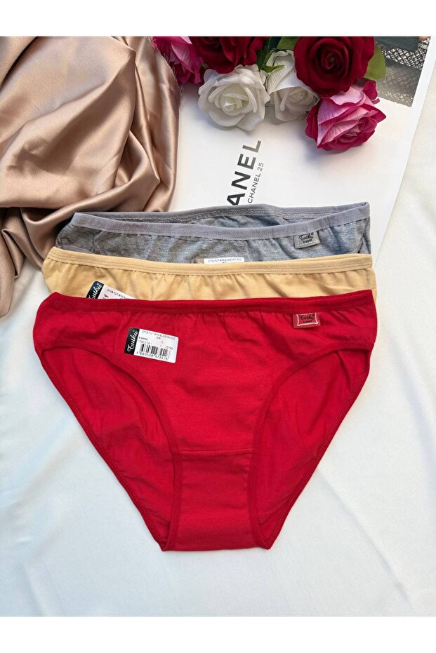 Elastan 3-Piece Solid Color Bikini Model - 1