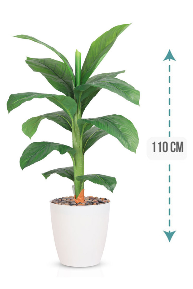 شجرة ورق ذرة فاتح بمركن بلاستيك اسطوانى - 1