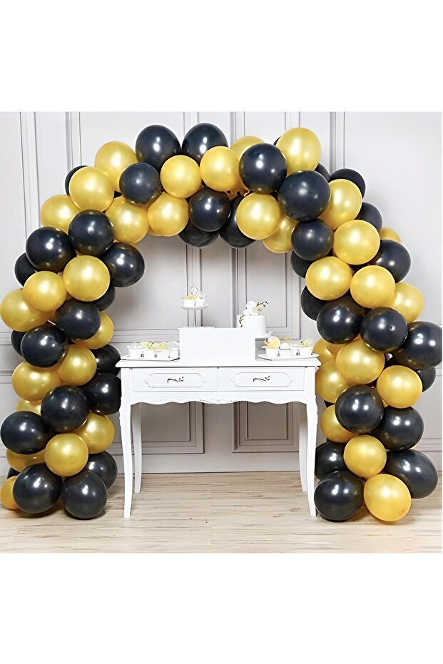 100 Pieces Chrome Gold Black Balloon Chain Set