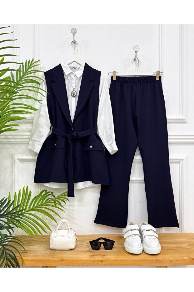 Navy Blue Miran Double Suit Shoes