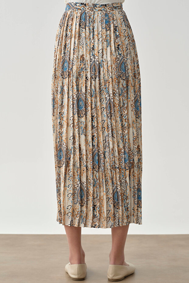 Desenli Plise Etek - Camel - 6