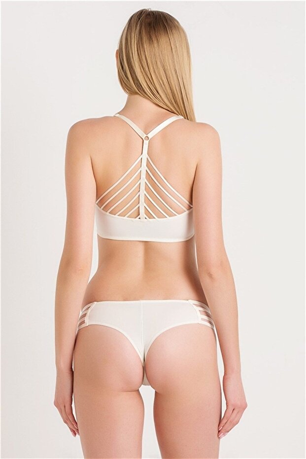 حمالة صدر مدعمة بحزام حول الرقبة ورباط متقاطع في الخلف - 3