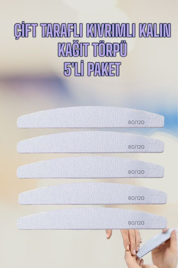PROFESYONEL KAĞIT TIRNAK TÖRPÜ ÇİFT TARAFLI 80/120 5'Lİ PAKET - 1