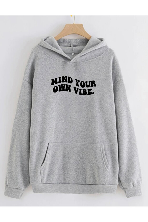 Oversized Basic Sweatshirt with Print Detail - 1