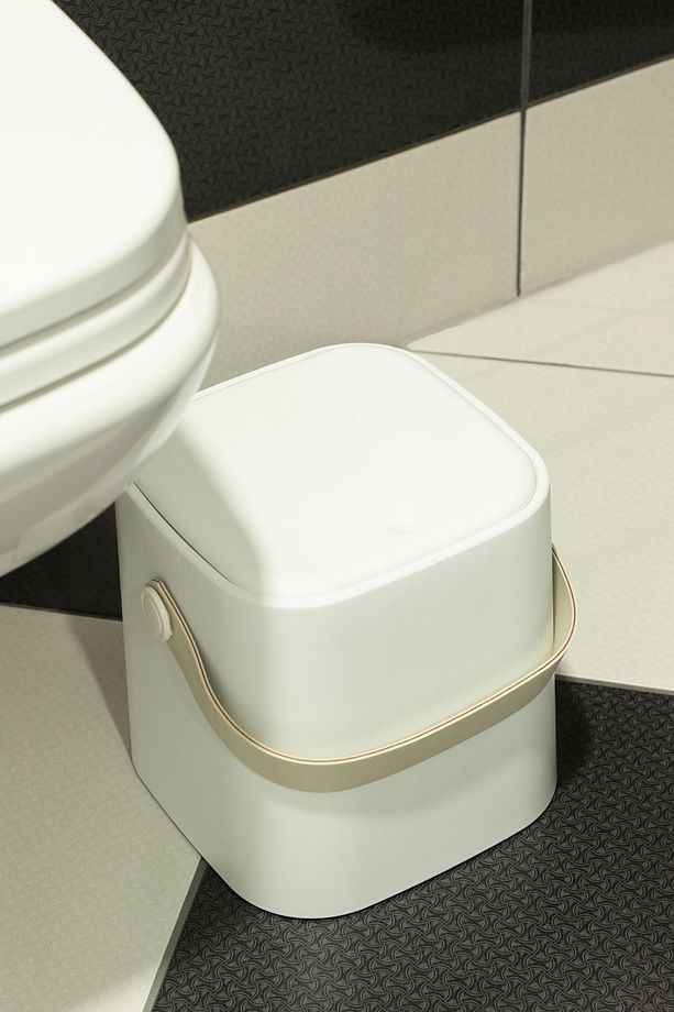 Deri Saplı İç Kovalı Click Kapaklı Mutfak Banyo Tuvalet Çöp Kovası 4 LT Çöp Kutusu Beyaz - 4
