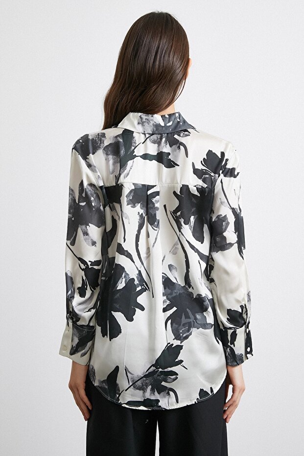 قميص أسود منقوش بسطح Sانet - 6