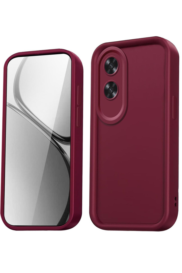 Oppo A60 Case Camera Protected Soft Textured Shock Absorbing Burgundy Silicone Cover