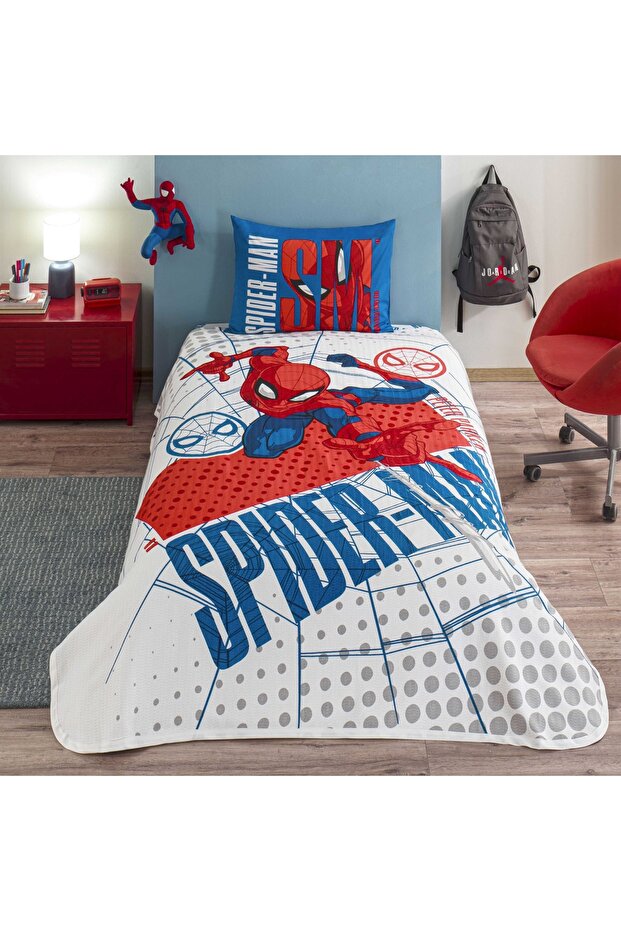 مجموعة بيكيه قطنية واحدة مرخصة من Taç Spiderman Web