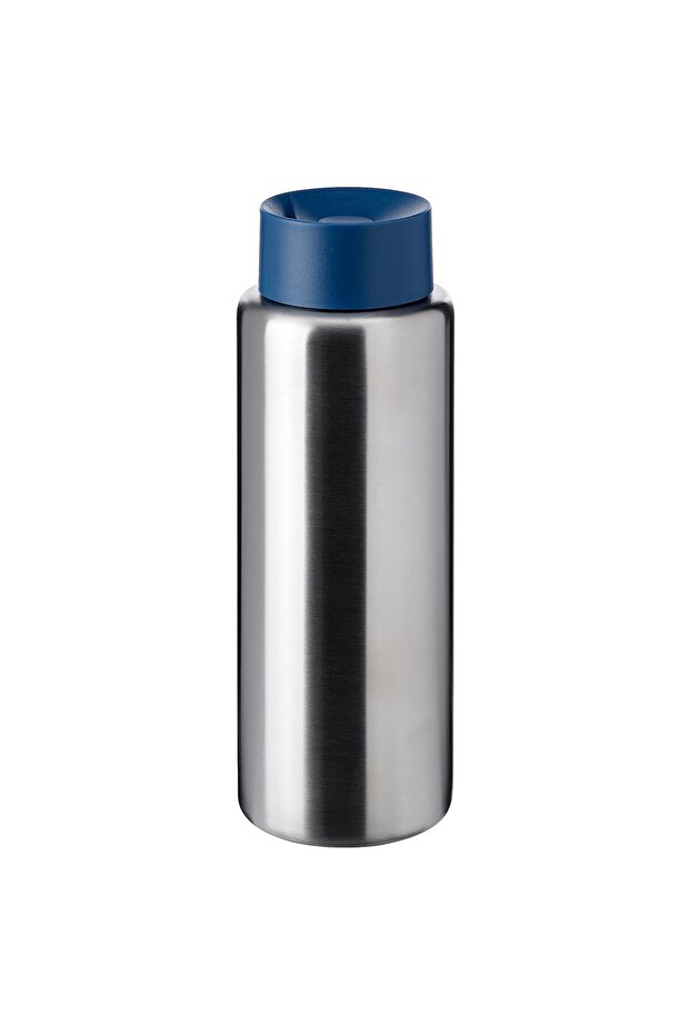 UNDERSÖKA Insulated travel mug, stainless steel/dark blue, 0.7 l