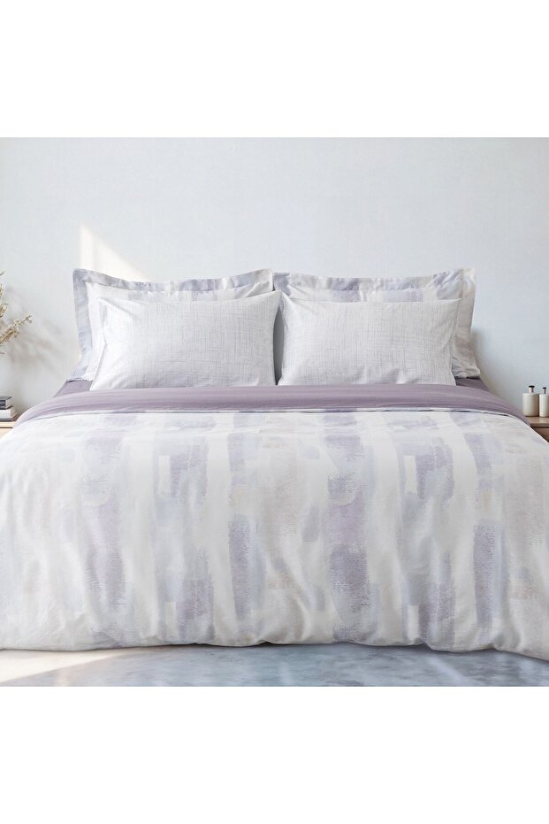 Lumia Double Duvet Cover Set 100% Cotton 210 Tc 83 Thread Satin Digital Printed Lilac