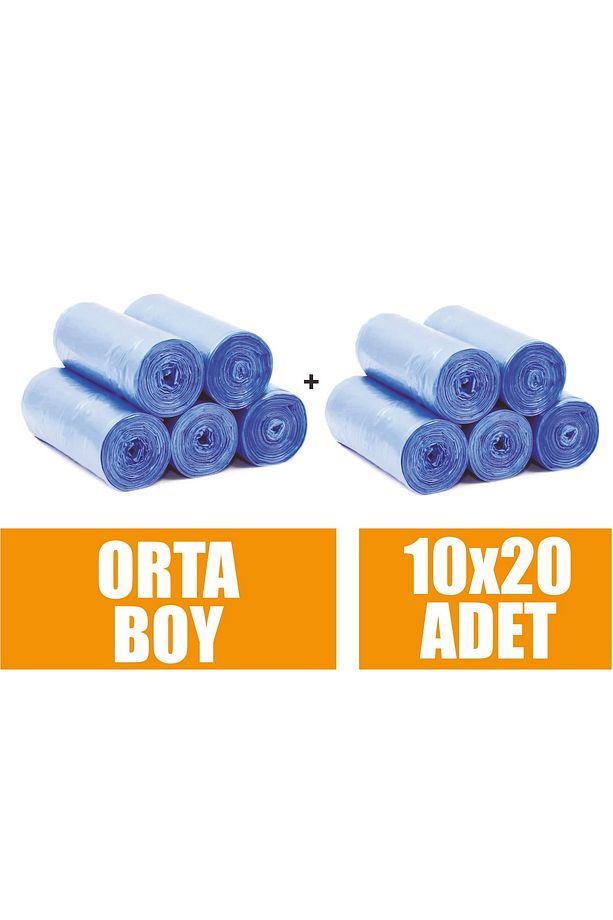 Çöp Torbası Orta Boy Mavi 55x60 Çöp Poşeti 20 Li X 10 Rulo - 1