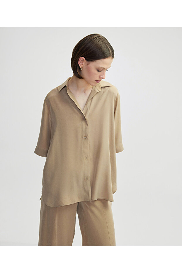 Rahat kesim basic gömlek - 1