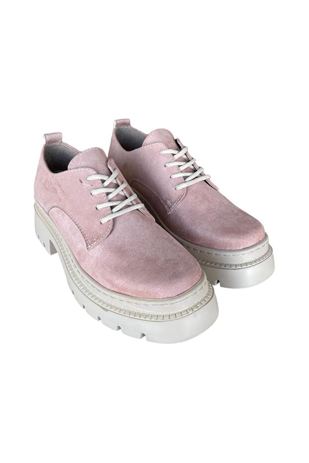 Fűzős, magas talpú női Oxford cipők PUDRA - 2