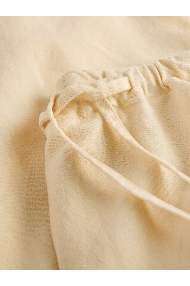 Kadın Bej Linen-Blend Midi Etek - 3