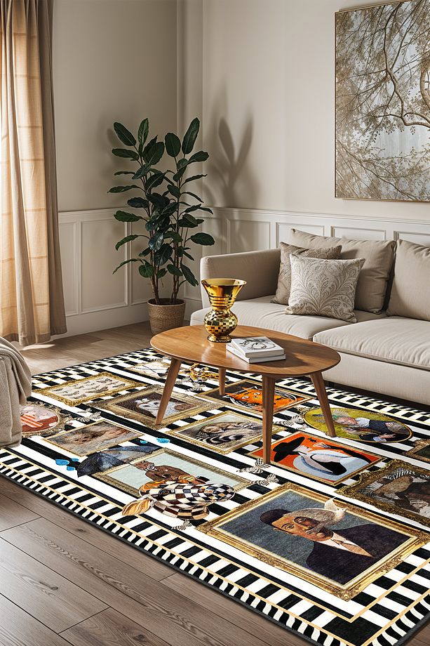 Mackenzie Modern Halı, Makinede Yıkanabilir Kaymaz Taban, İnce Salon Halısı, Mutfak Halısı ve Yolluk - 3