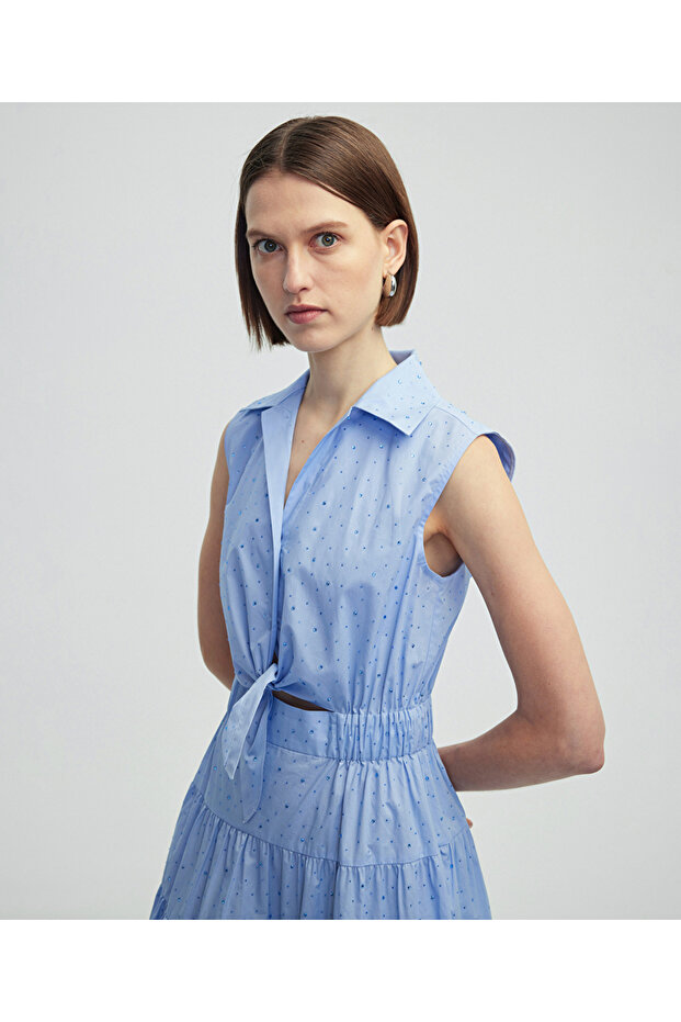 Hotfix baskılı poplin elbise - 5