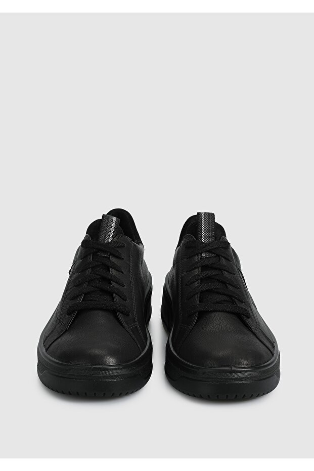 Siyah Deri Kadın Sneaker - 3