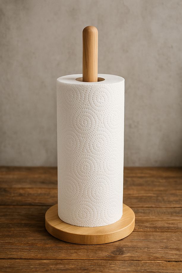 Bambu Peçetelik - Kağıt Peçetelik Tezgah Üstü Havluluk Kağıt Havlu Standı Sofra Mutfak Organizer - 3