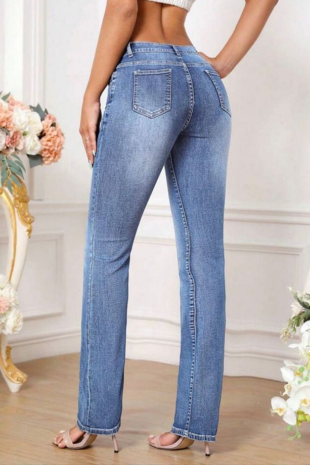 Kadın Boru Paça Yüksek Bel Regular Fit Likralı Pantolon - 8