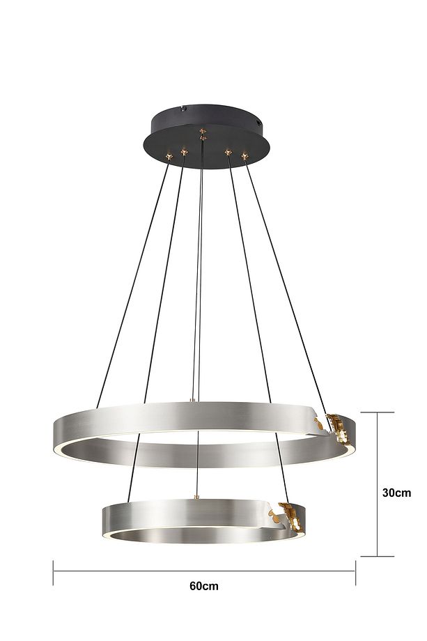 Late Gri İki Katlı Yuvarlak 69 Watt Modern Sarkıt Salon Led Avize - 4