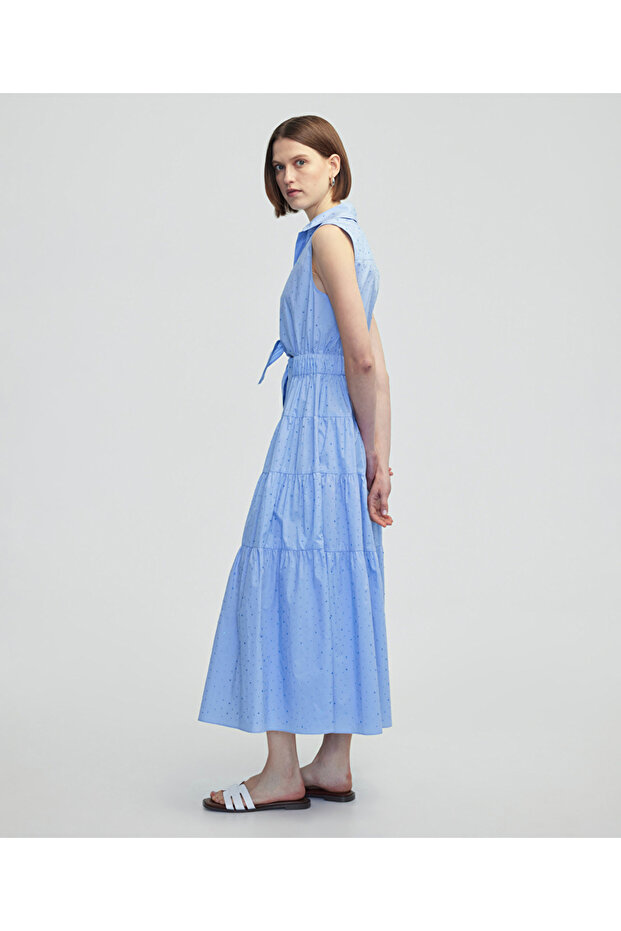 Hotfix baskılı poplin elbise - 2