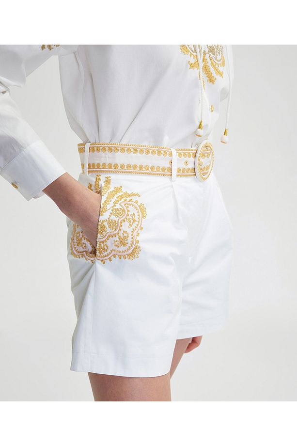 Nakışlı poplin şort - 6