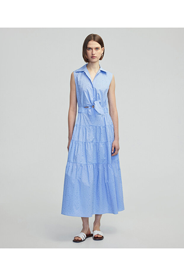 Hotfix baskılı poplin elbise - 1