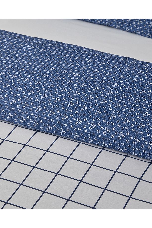Border Check Kolay Ütülenir Tek Kişilik Nevresim Takımı 160x220 cm Mavi - 3