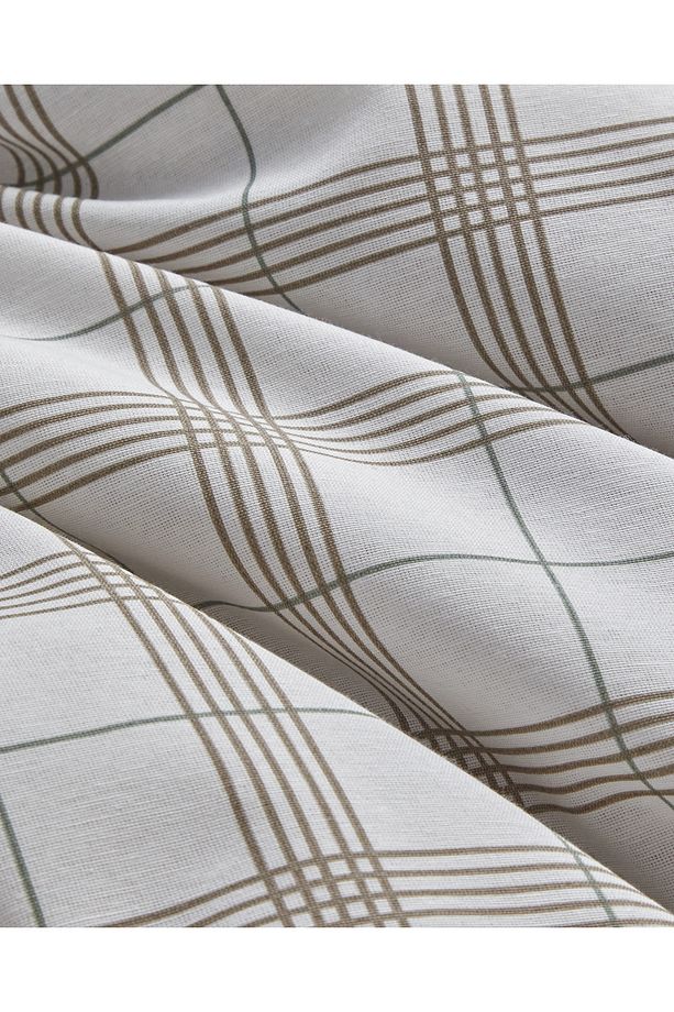 Chic Check Kolay Ütülenir Tek Kişilik Nevresim Takımı 160x220 cm Bej - 7